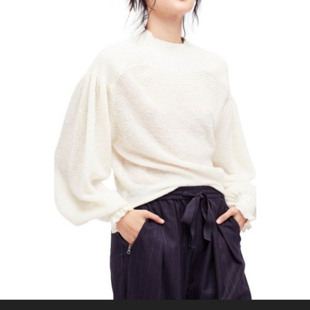 Free People Elderflower Balloon Sleeve Sweater